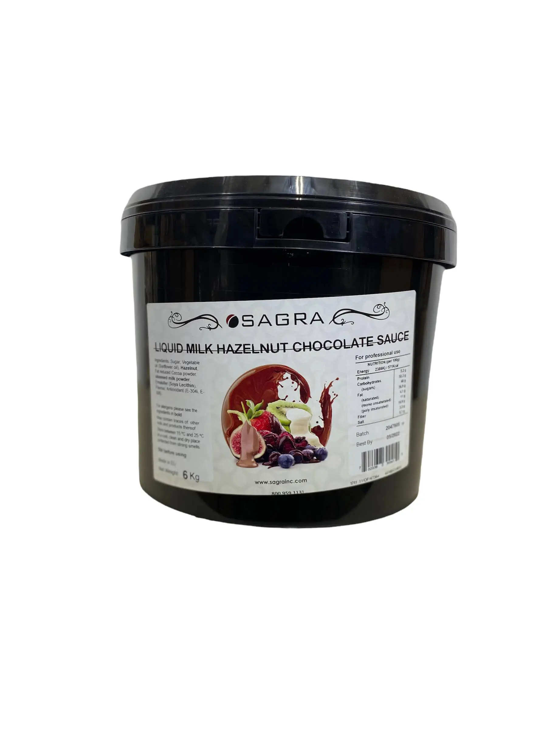 Chocolate Sauce for Waffles - Milk Chocolate with Hazelnut - 13 Lbs. 5 Milk Hazelnut Chocolate Sauce Tub