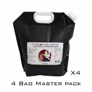 White Chocolate Dessert Sauce - Liquid Chocolate Sauce Pouches by Sagra - 20 KG Master Case