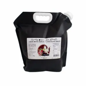 Hazelnut White Chocolate Dessert Sauce - Liquid Chocolate Sauce Pouches by Sagra - 5 KG