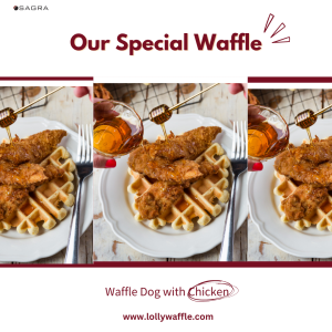 WaffleDog coated in golden cornbread batter, served with ketchup and mustard.